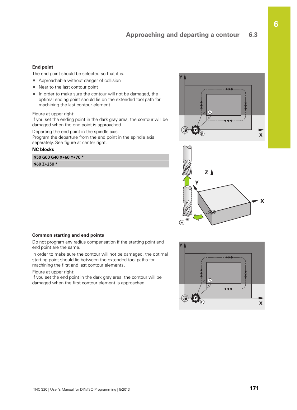 Approaching and departing a contour 6.3 | HEIDENHAIN TNC 320 (34055x-06) ISO programming User Manual | Page 171 / 509