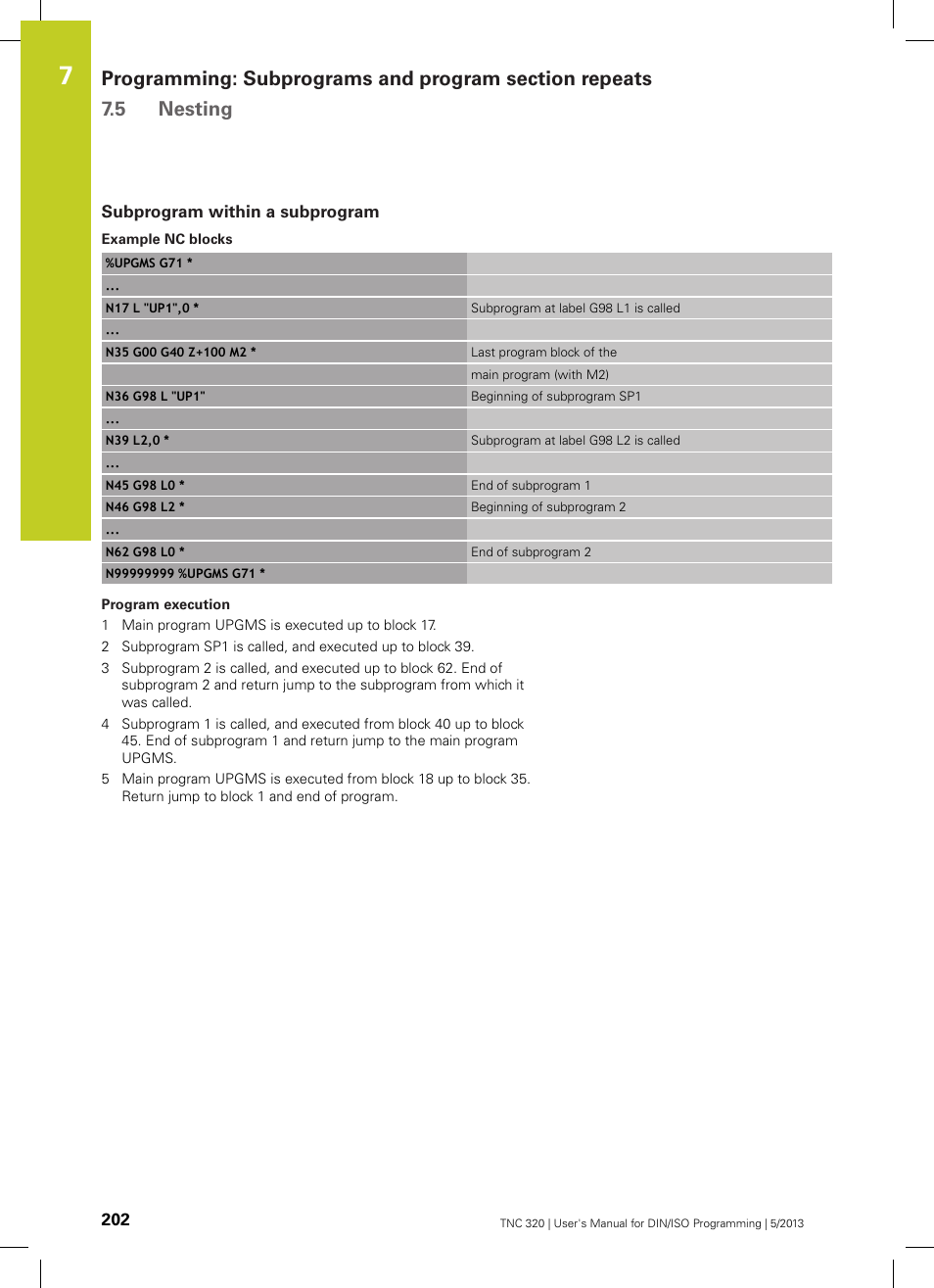 Subprogram within a subprogram | HEIDENHAIN TNC 320 (34055x-06) ISO programming User Manual | Page 202 / 509