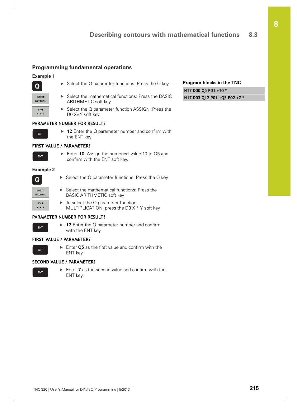 Programming fundamental operations | HEIDENHAIN TNC 320 (34055x-06) ISO programming User Manual | Page 215 / 509