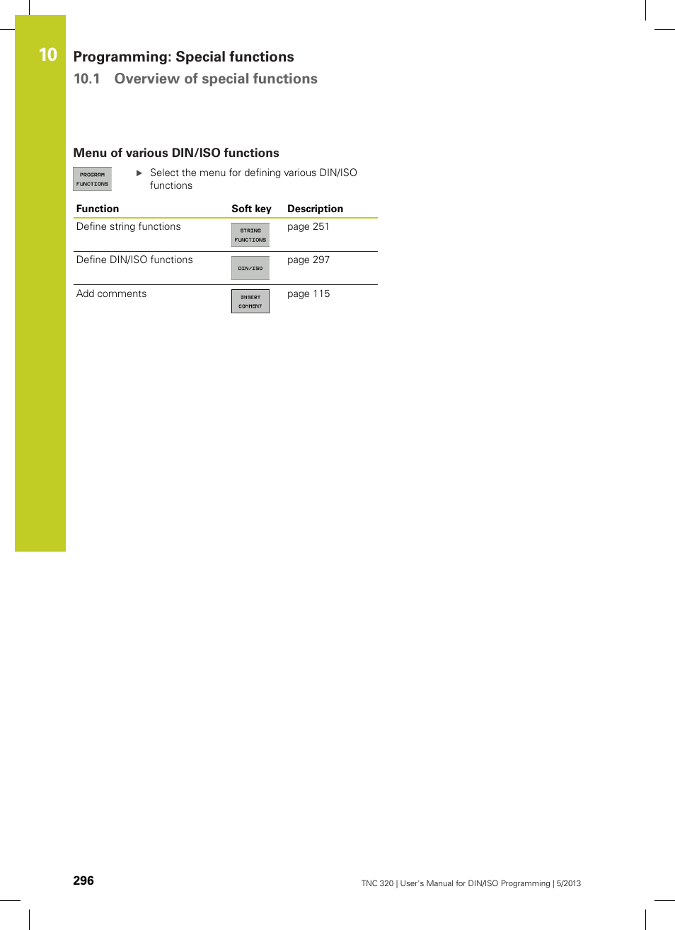 Menu of various din/iso functions | HEIDENHAIN TNC 320 (34055x-06) ISO programming User Manual | Page 296 / 509