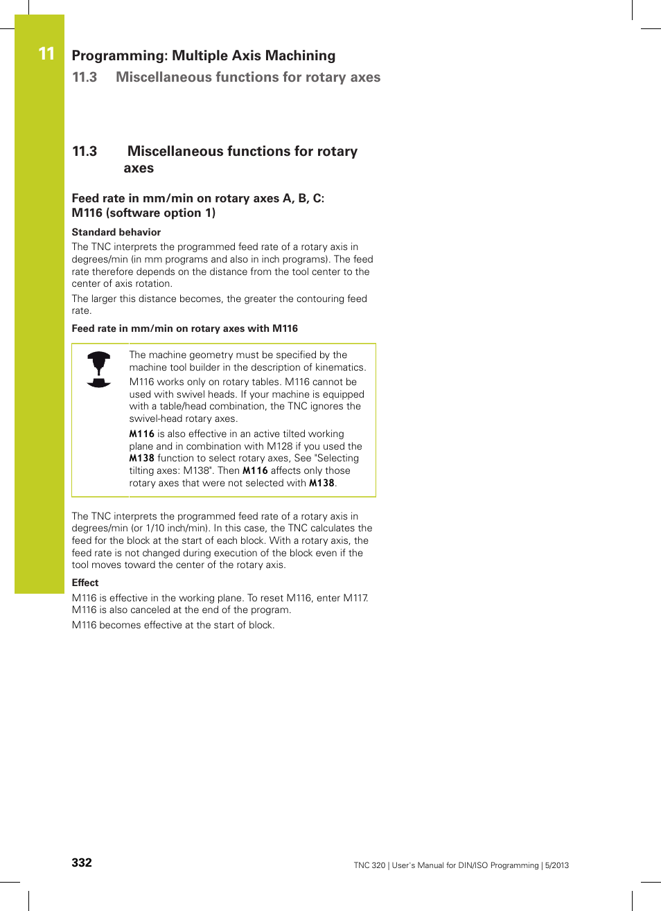3 miscellaneous functions for rotary axes, Miscellaneous functions for rotary axes | HEIDENHAIN TNC 320 (34055x-06) ISO programming User Manual | Page 332 / 509