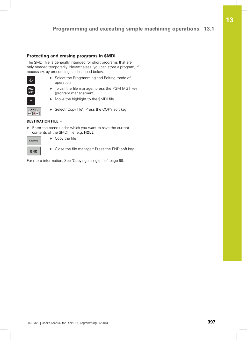 Protecting and erasing programs in $mdi | HEIDENHAIN TNC 320 (34055x-06) ISO programming User Manual | Page 397 / 509