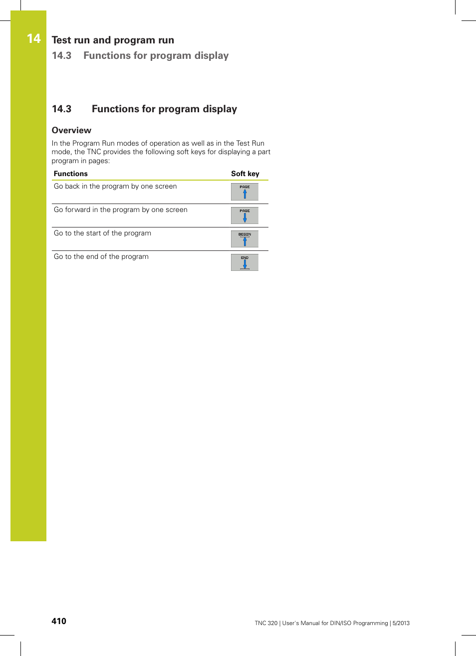 3 functions for program display, Overview, Functions for program display | HEIDENHAIN TNC 320 (34055x-06) ISO programming User Manual | Page 410 / 509