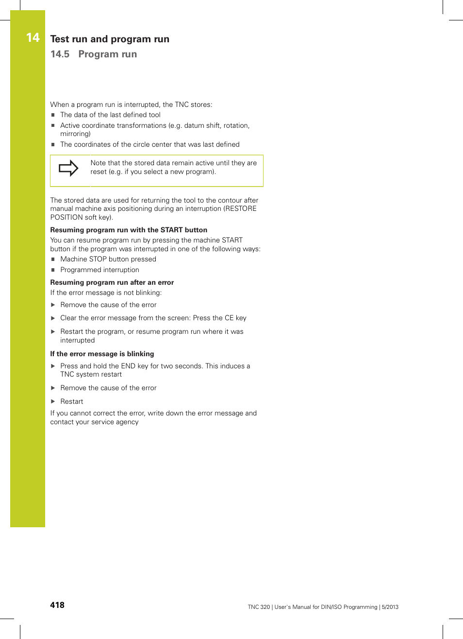 Test run and program run 14.5 program run | HEIDENHAIN TNC 320 (34055x-06) ISO programming User Manual | Page 418 / 509