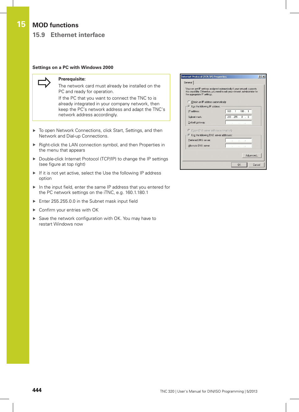 Mod functions 15.9 ethernet interface | HEIDENHAIN TNC 320 (34055x-06) ISO programming User Manual | Page 444 / 509