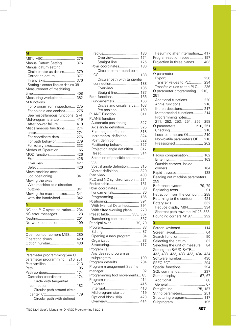 HEIDENHAIN TNC 320 (34055x-06) ISO programming User Manual | Page 507 / 509