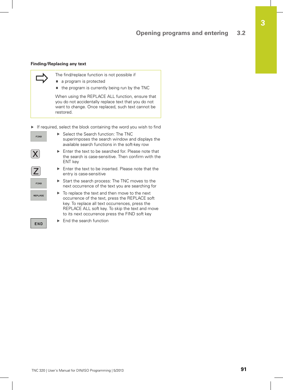 Opening programs and entering 3.2 | HEIDENHAIN TNC 320 (34055x-06) ISO programming User Manual | Page 91 / 509