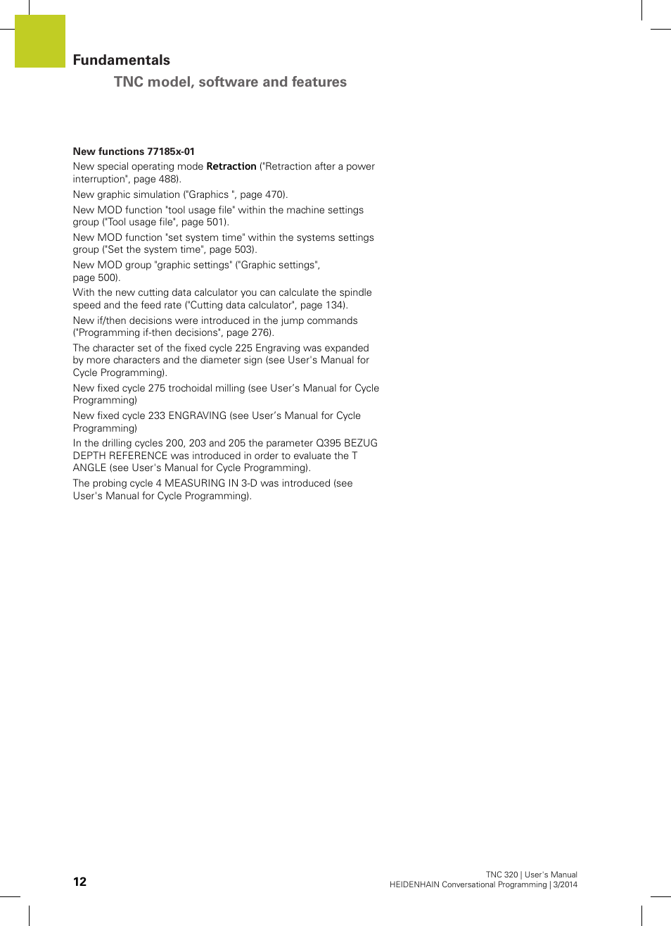 Fundamentals tnc model, software and features | HEIDENHAIN TNC 320 (77185x-01) User Manual | Page 12 / 581