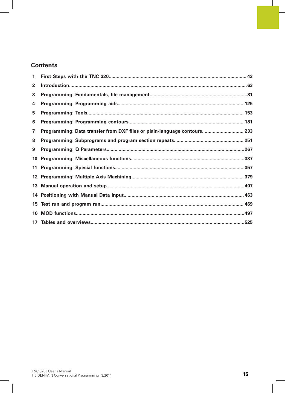 HEIDENHAIN TNC 320 (77185x-01) User Manual | Page 15 / 581