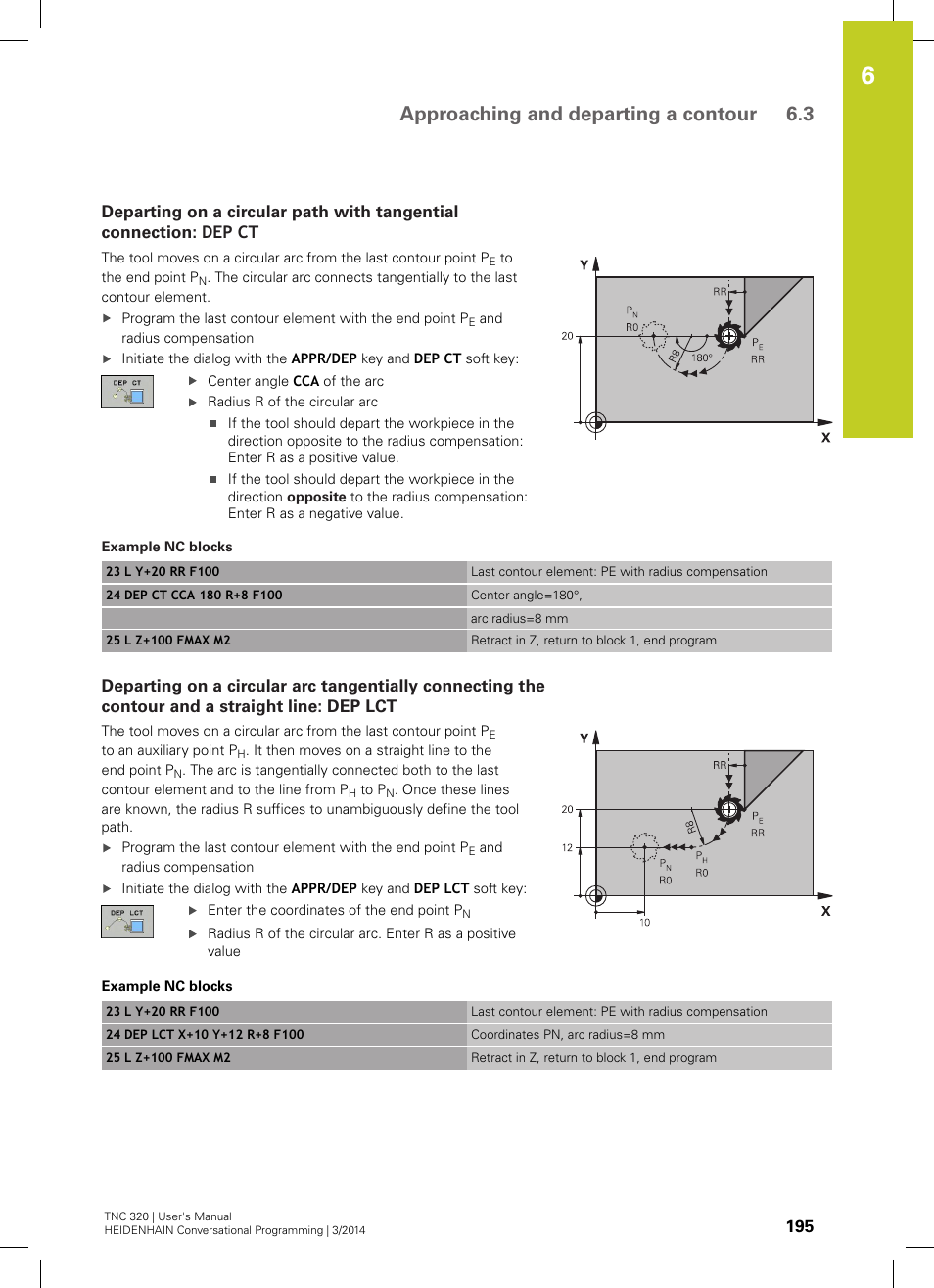 Approaching and departing a contour 6.3 | HEIDENHAIN TNC 320 (77185x-01) User Manual | Page 195 / 581