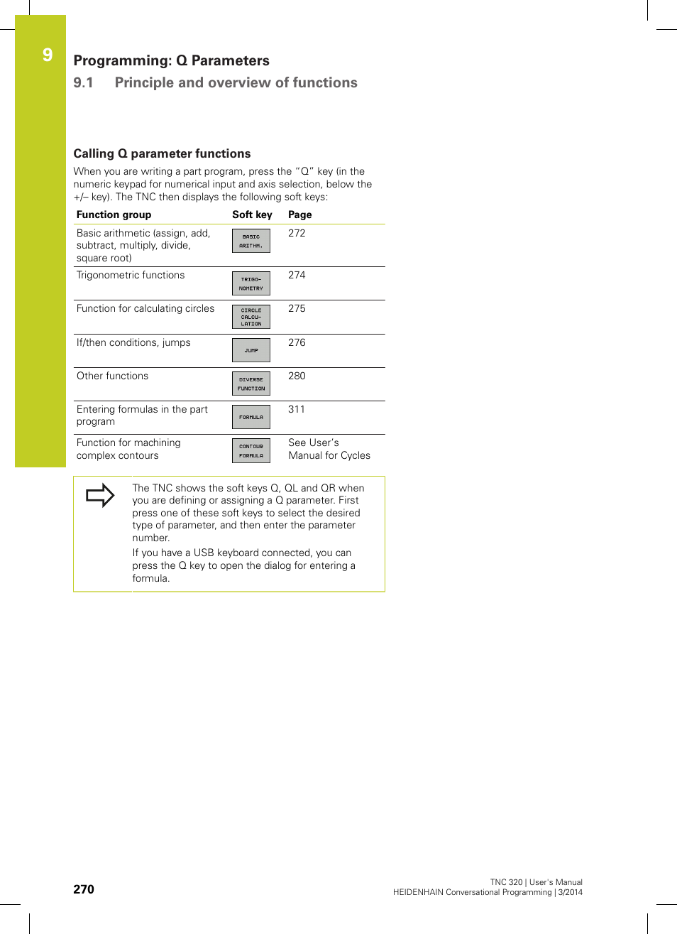 Calling q parameter functions | HEIDENHAIN TNC 320 (77185x-01) User Manual | Page 270 / 581