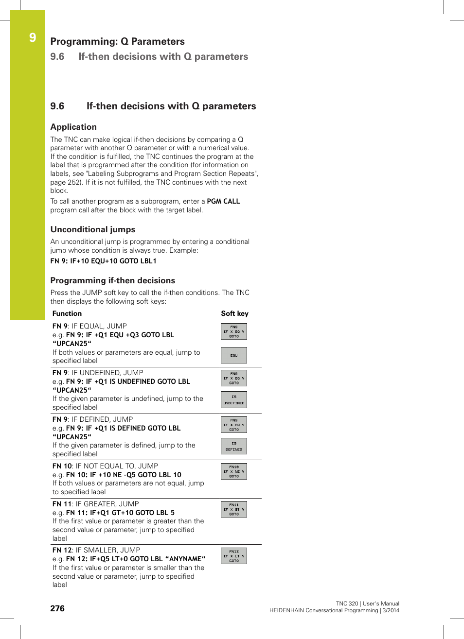 6 if-then decisions with q parameters, Application, Unconditional jumps | Programming if-then decisions, If-then decisions with q parameters | HEIDENHAIN TNC 320 (77185x-01) User Manual | Page 276 / 581