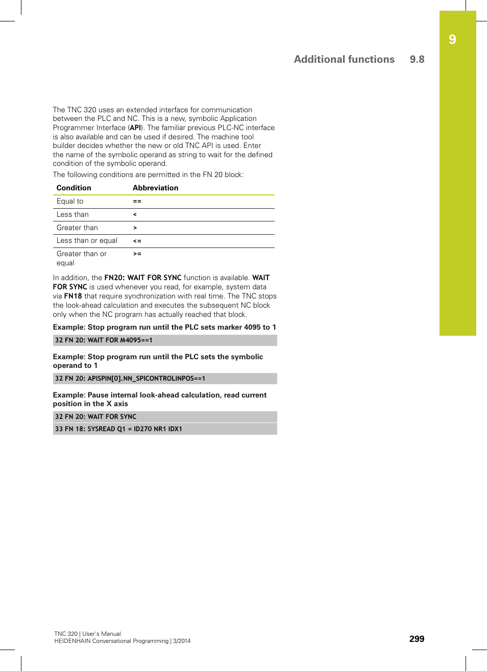 Additional functions 9.8 | HEIDENHAIN TNC 320 (77185x-01) User Manual | Page 299 / 581