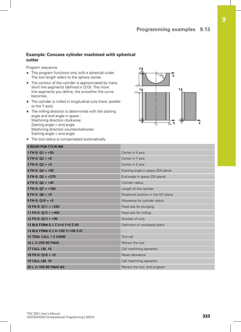 Programming examples 9.13 | HEIDENHAIN TNC 320 (77185x-01) User Manual | Page 333 / 581