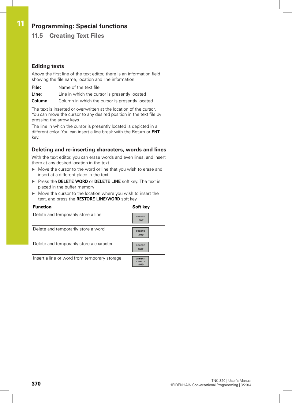 Editing texts | HEIDENHAIN TNC 320 (77185x-01) User Manual | Page 370 / 581