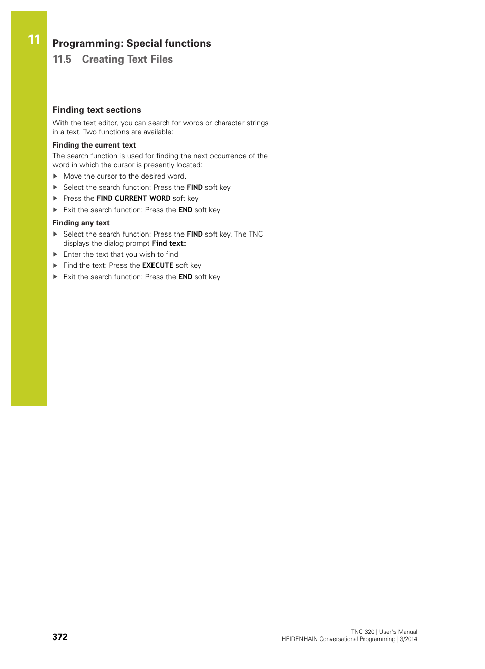 Finding text sections | HEIDENHAIN TNC 320 (77185x-01) User Manual | Page 372 / 581