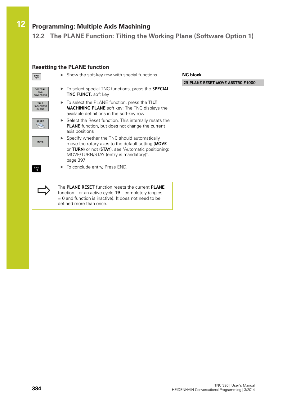 Resetting the plane function | HEIDENHAIN TNC 320 (77185x-01) User Manual | Page 384 / 581