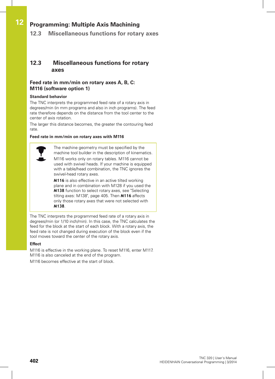 3 miscellaneous functions for rotary axes, Miscellaneous functions for rotary axes | HEIDENHAIN TNC 320 (77185x-01) User Manual | Page 402 / 581
