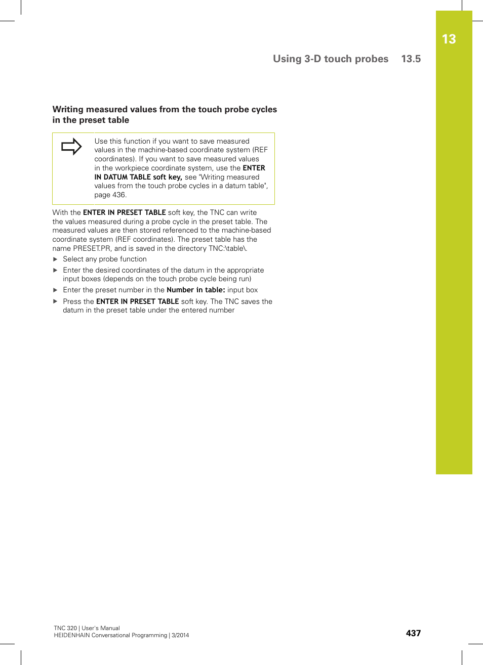 Using 3-d touch probes 13.5 | HEIDENHAIN TNC 320 (77185x-01) User Manual | Page 437 / 581