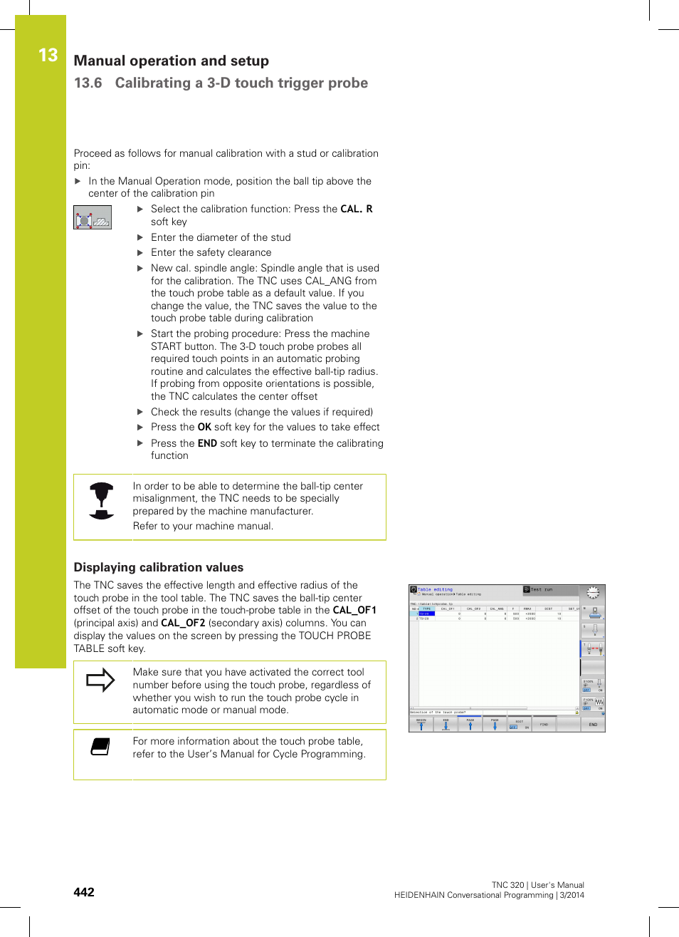 Displaying calibration values | HEIDENHAIN TNC 320 (77185x-01) User Manual | Page 442 / 581
