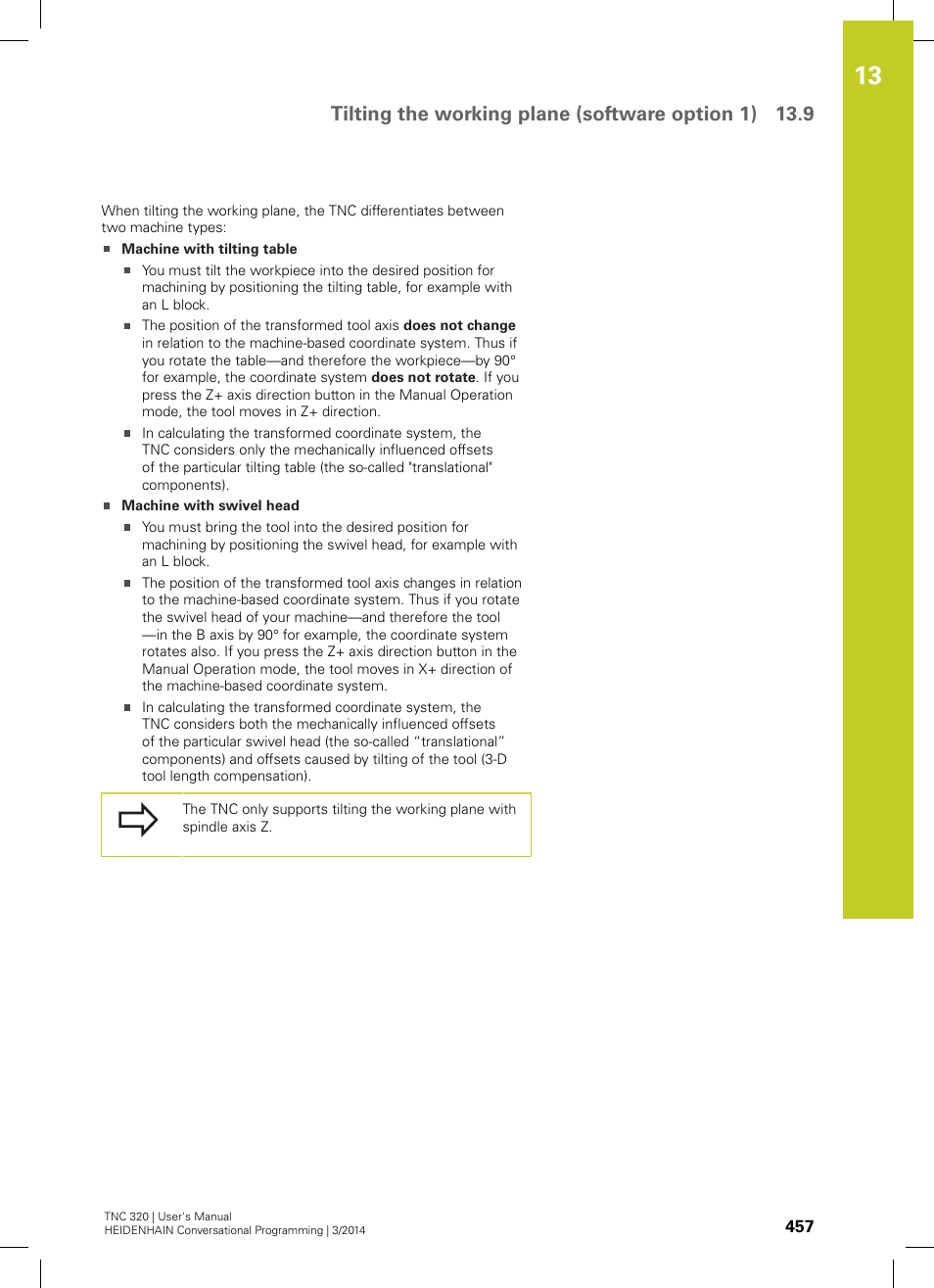 Tilting the working plane (software option 1) 13.9 | HEIDENHAIN TNC 320 (77185x-01) User Manual | Page 457 / 581