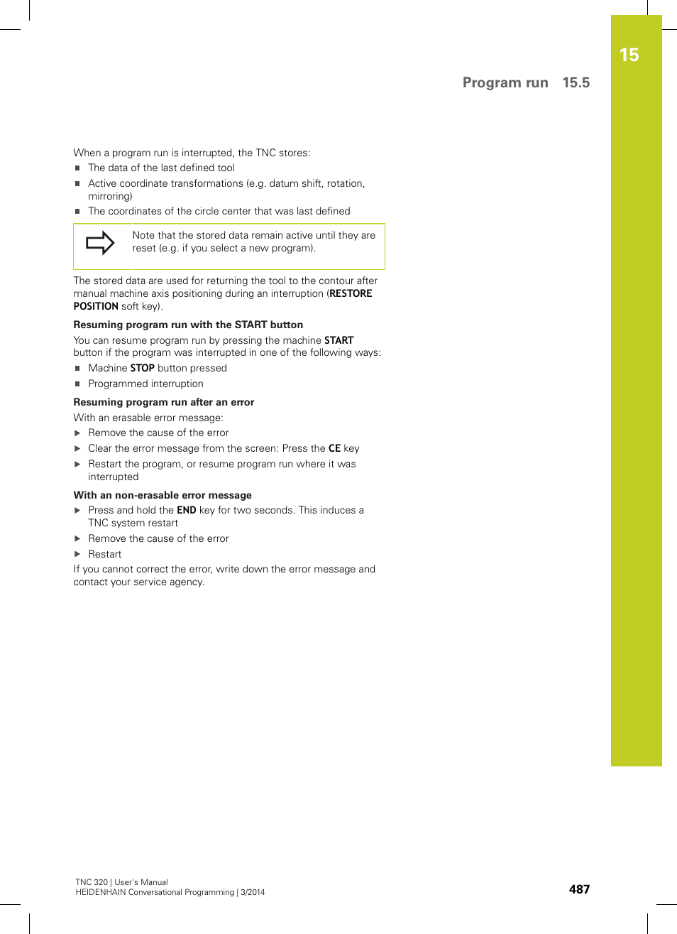 Program run 15.5 | HEIDENHAIN TNC 320 (77185x-01) User Manual | Page 487 / 581