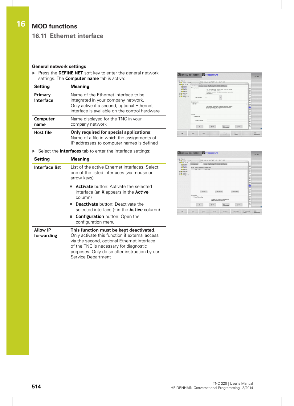 Mod functions 16.11 ethernet interface | HEIDENHAIN TNC 320 (77185x-01) User Manual | Page 514 / 581