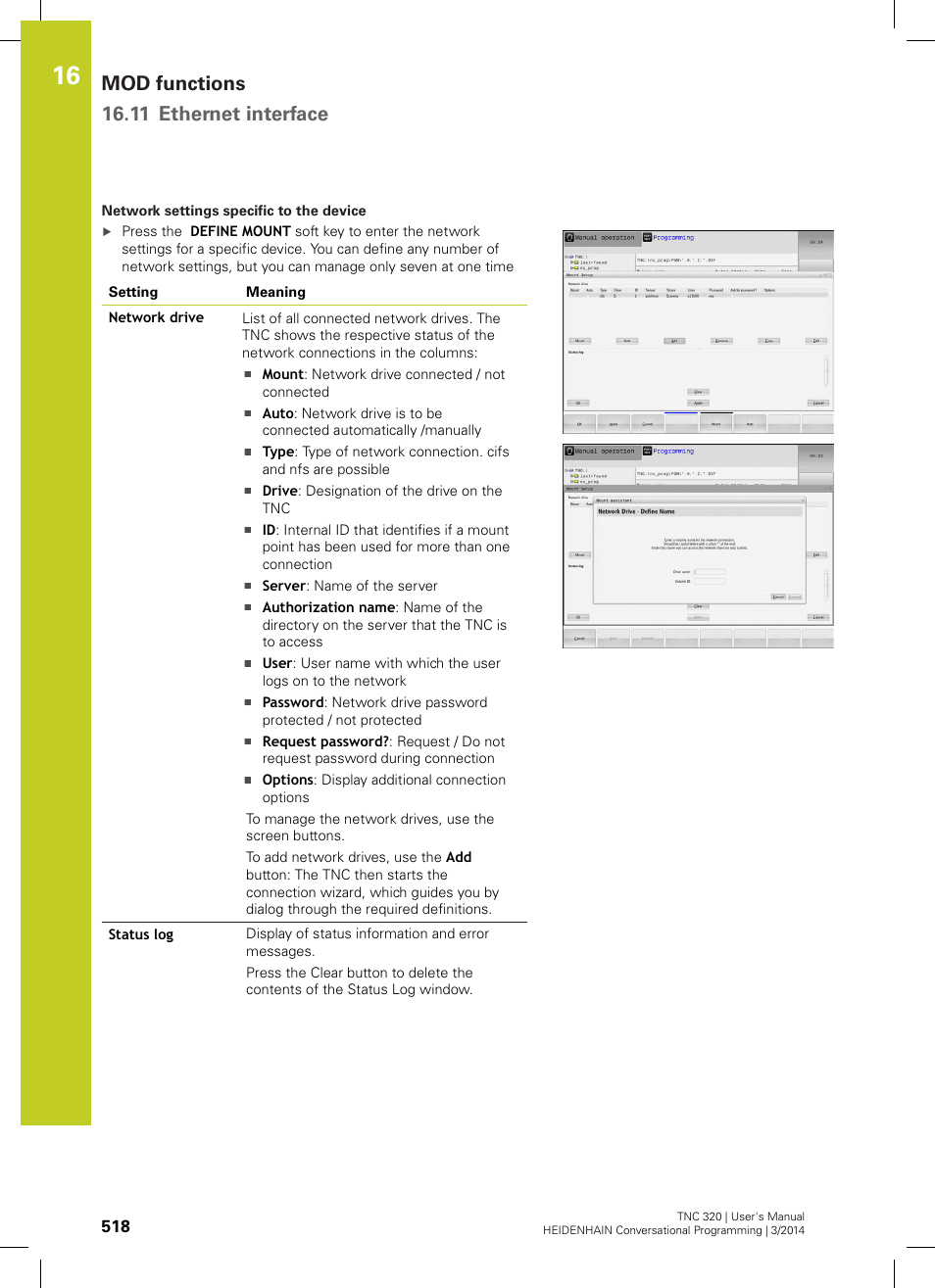 Mod functions 16.11 ethernet interface | HEIDENHAIN TNC 320 (77185x-01) User Manual | Page 518 / 581