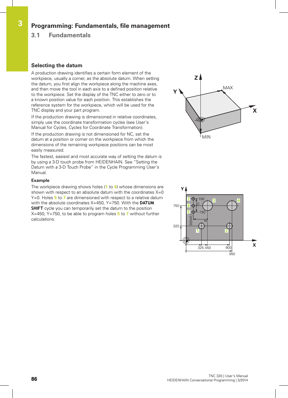 Selecting the datum | HEIDENHAIN TNC 320 (77185x-01) User Manual | Page 86 / 581