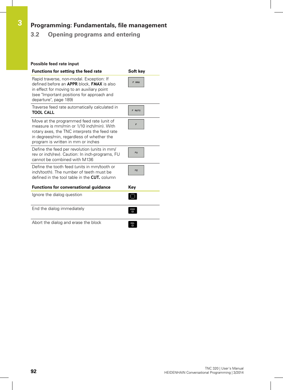 See "possible feed rate input | HEIDENHAIN TNC 320 (77185x-01) User Manual | Page 92 / 581