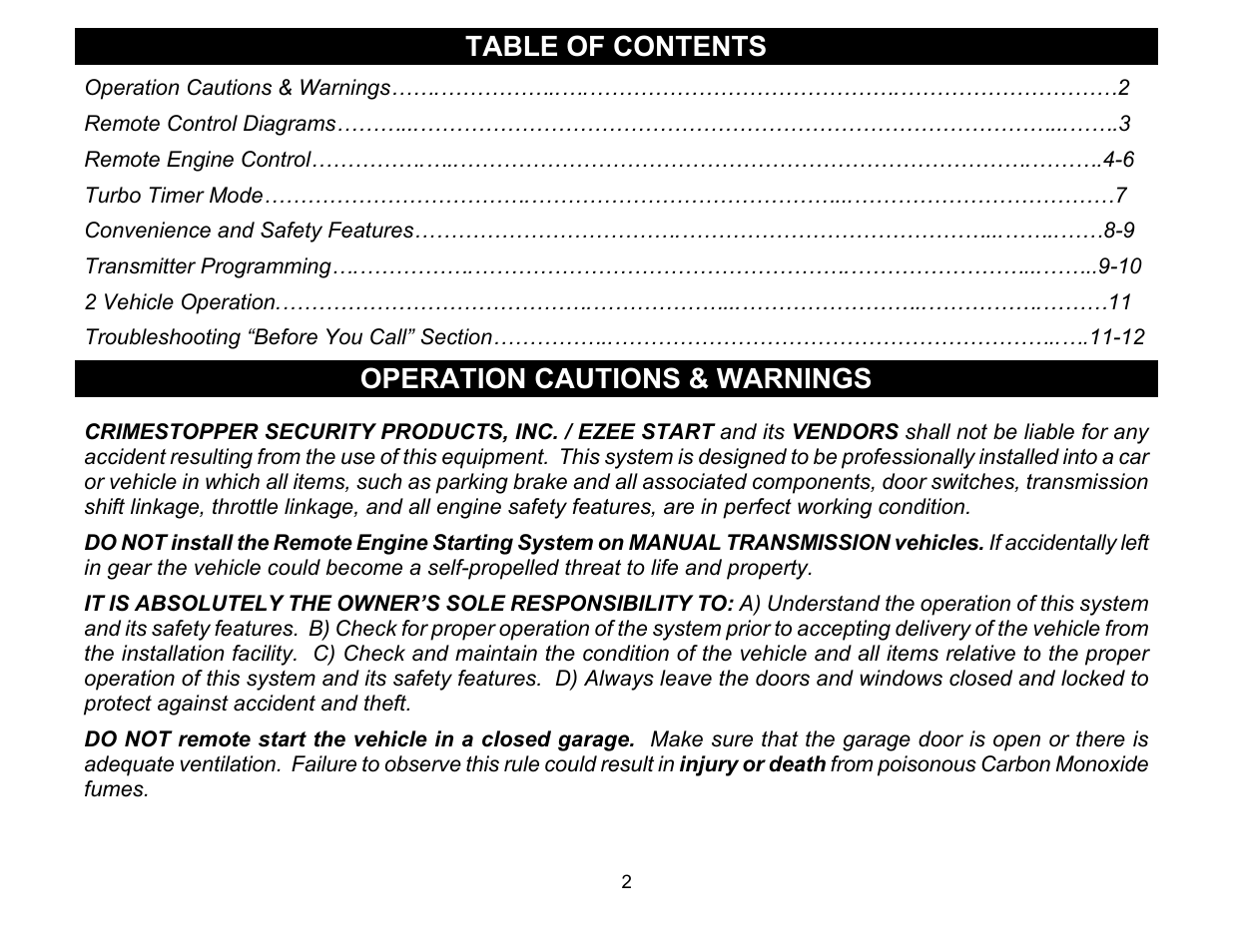 Crimestopper Security Products EZ-10 User Manual | Page 2 / 12