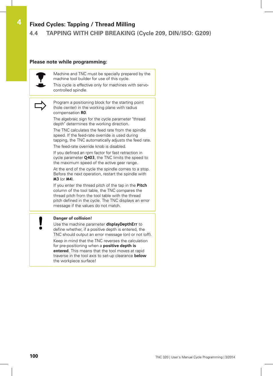 Please note while programming | HEIDENHAIN TNC 320 (77185x-01) Cycle programming User Manual | Page 100 / 445