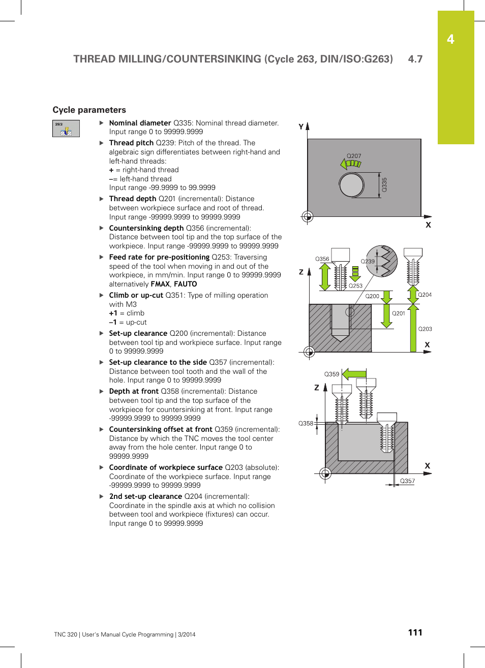 Cycle parameters | HEIDENHAIN TNC 320 (77185x-01) Cycle programming User Manual | Page 111 / 445