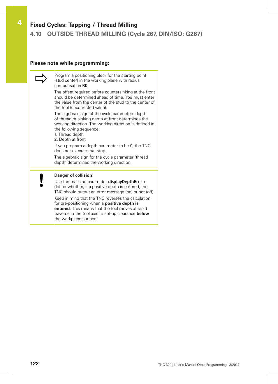 Please note while programming | HEIDENHAIN TNC 320 (77185x-01) Cycle programming User Manual | Page 122 / 445