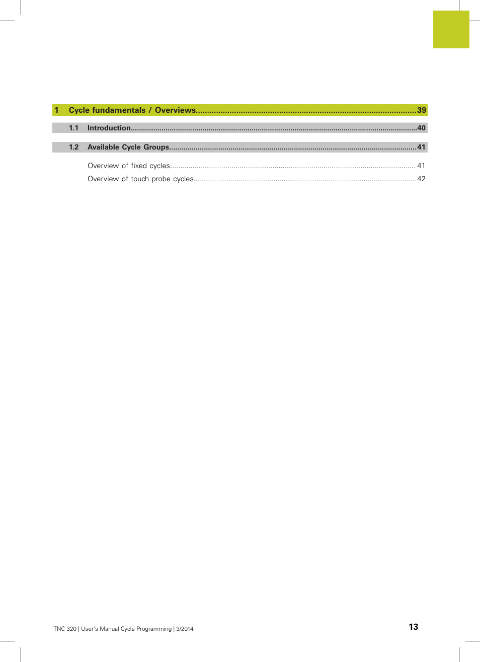 HEIDENHAIN TNC 320 (77185x-01) Cycle programming User Manual | Page 13 / 445