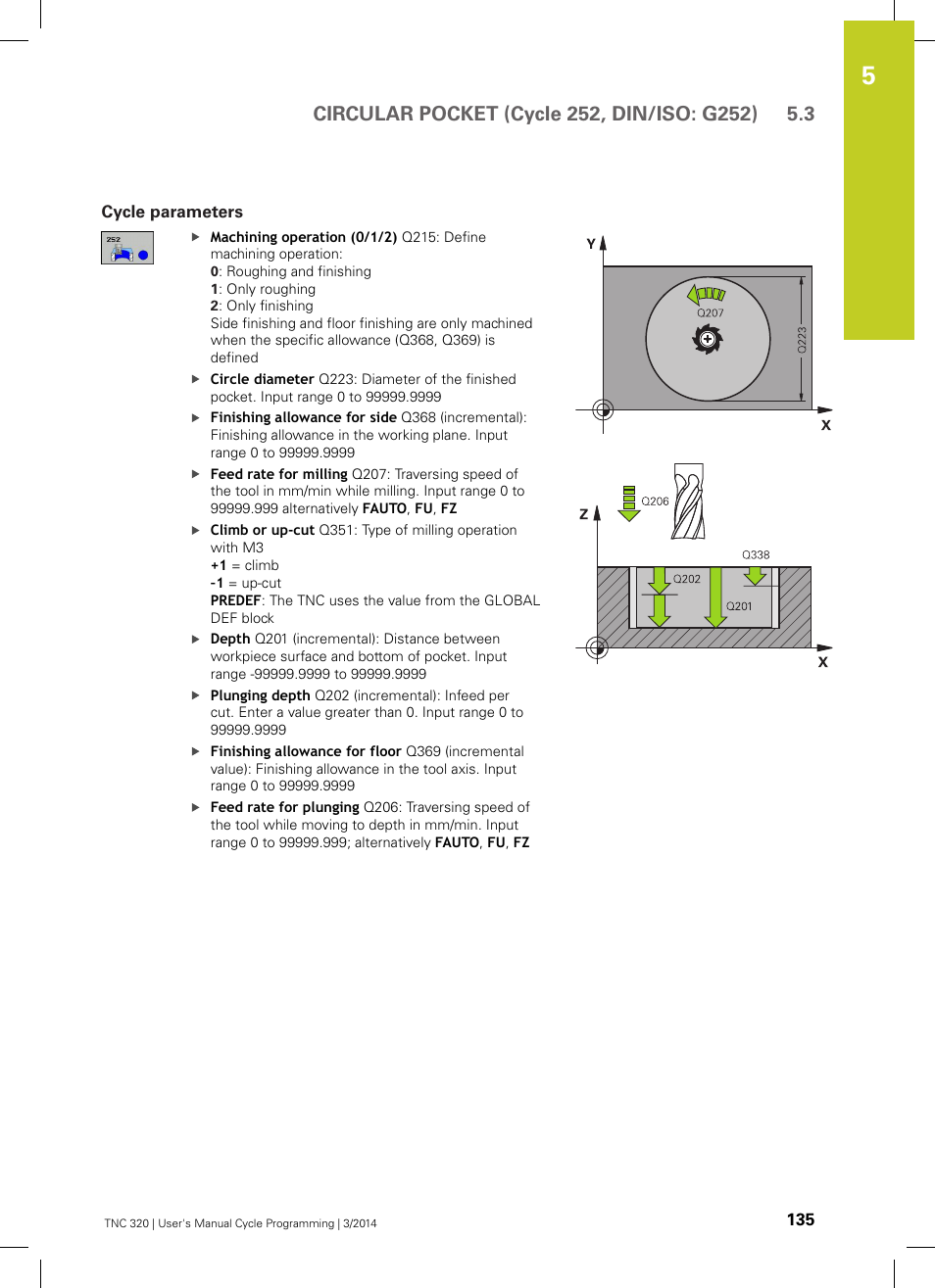 Cycle parameters | HEIDENHAIN TNC 320 (77185x-01) Cycle programming User Manual | Page 135 / 445