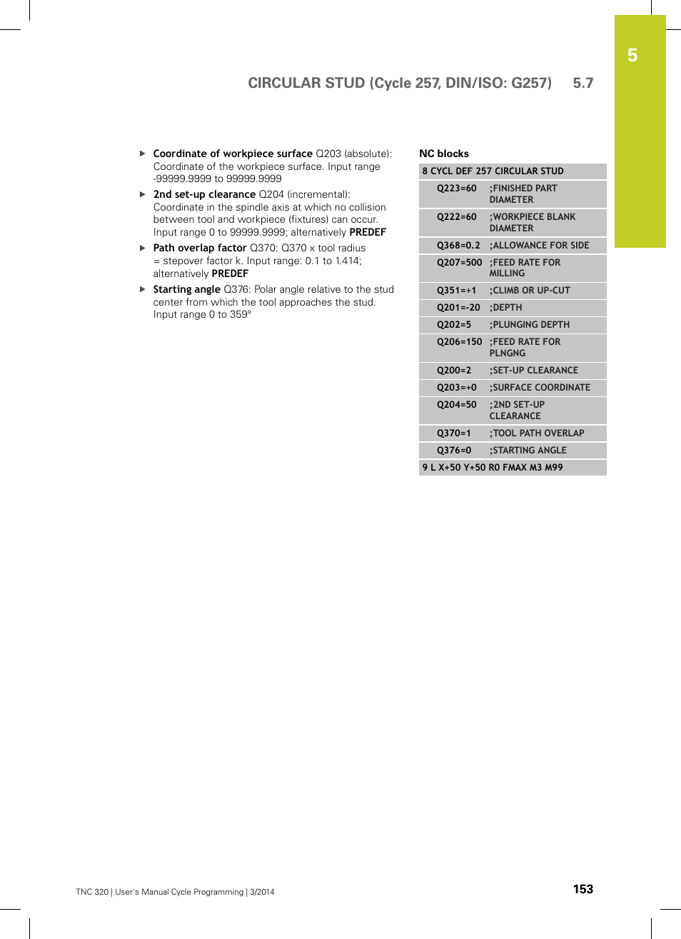 HEIDENHAIN TNC 320 (77185x-01) Cycle programming User Manual | Page 153 / 445