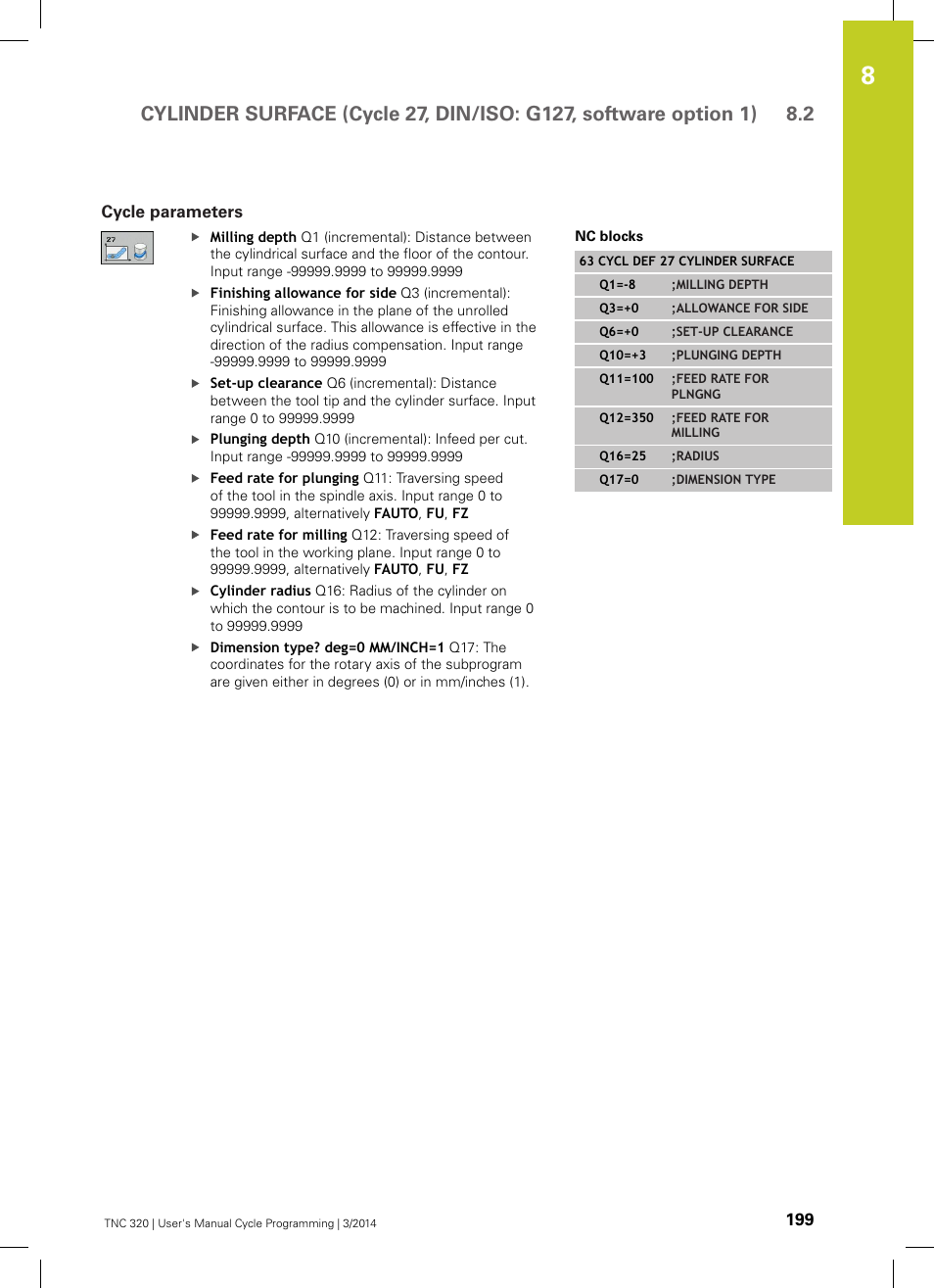 Cycle parameters | HEIDENHAIN TNC 320 (77185x-01) Cycle programming User Manual | Page 199 / 445