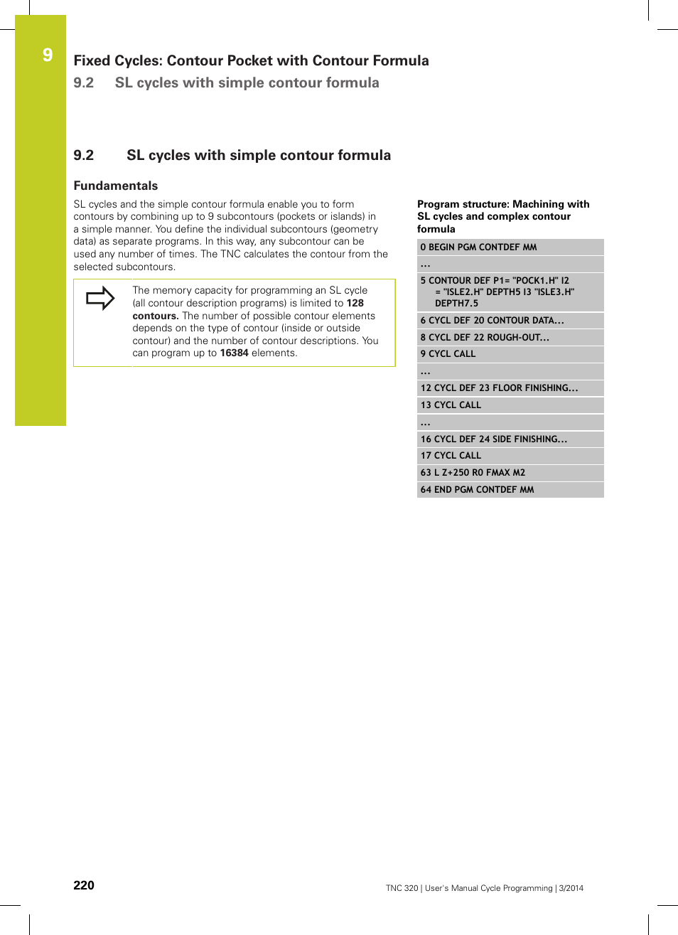 2 sl cycles with simple contour formula, Fundamentals, Sl cycles with simple contour formula | HEIDENHAIN TNC 320 (77185x-01) Cycle programming User Manual | Page 220 / 445