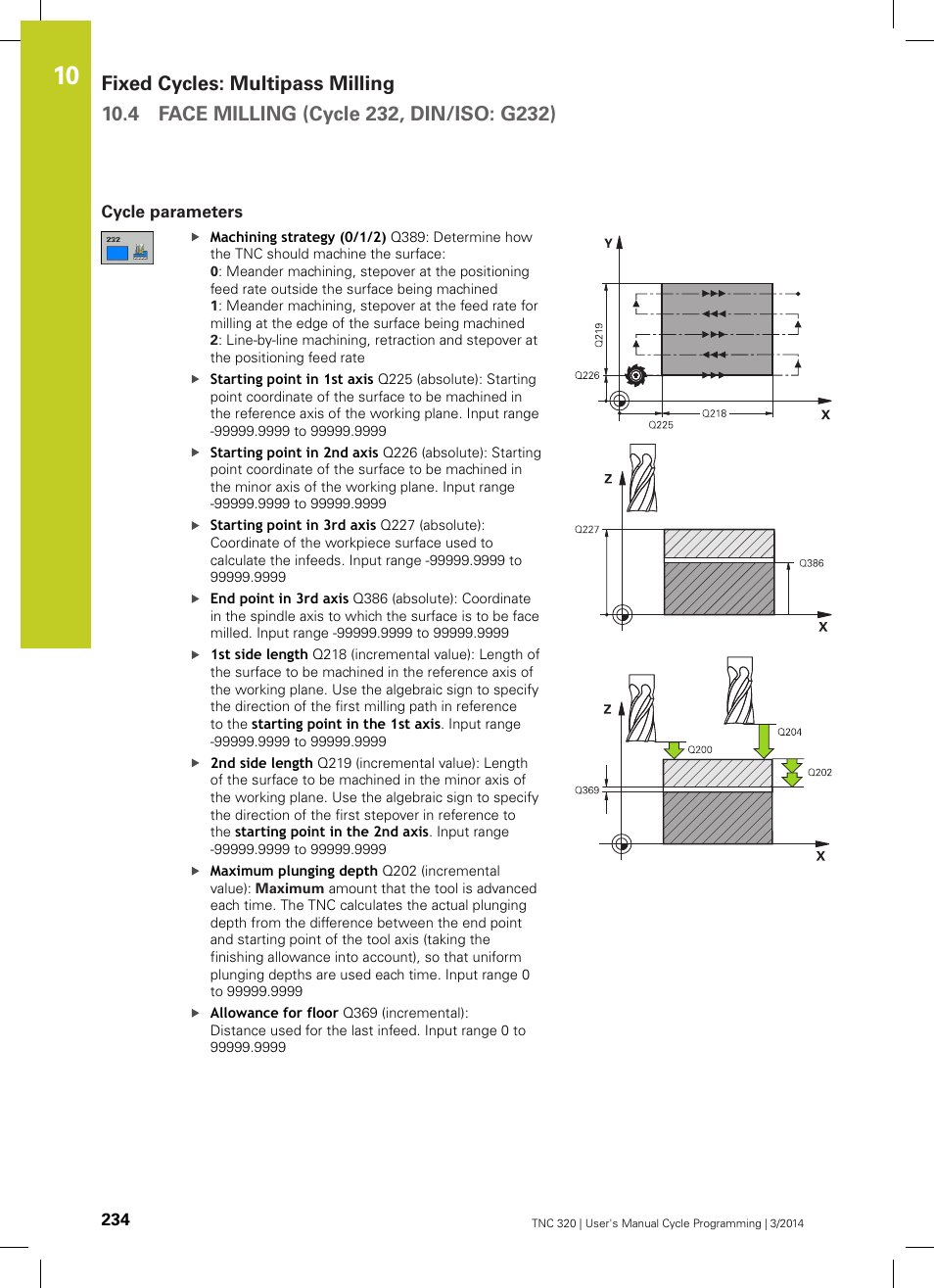 Cycle parameters | HEIDENHAIN TNC 320 (77185x-01) Cycle programming User Manual | Page 234 / 445
