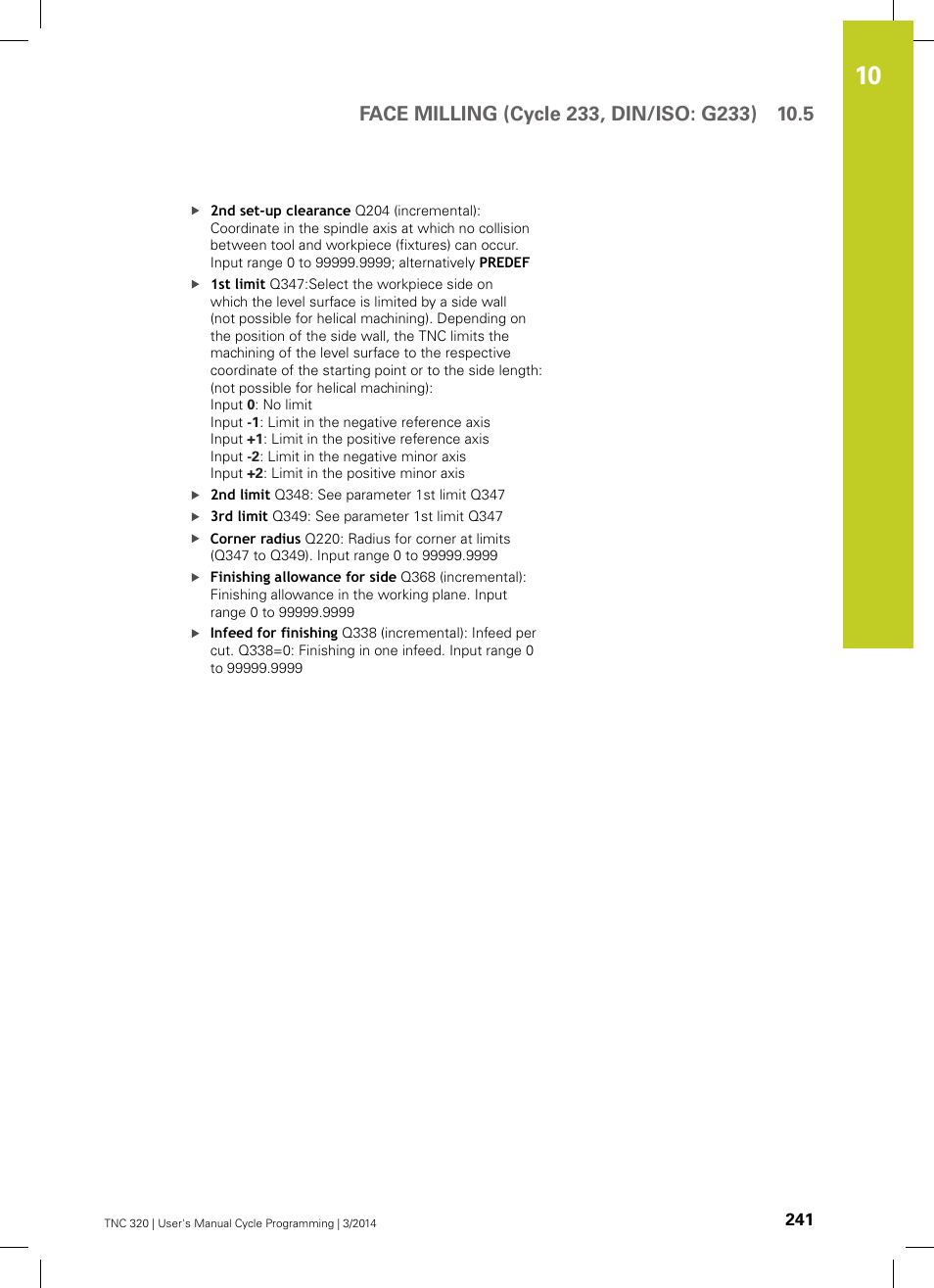 HEIDENHAIN TNC 320 (77185x-01) Cycle programming User Manual | Page 241 / 445