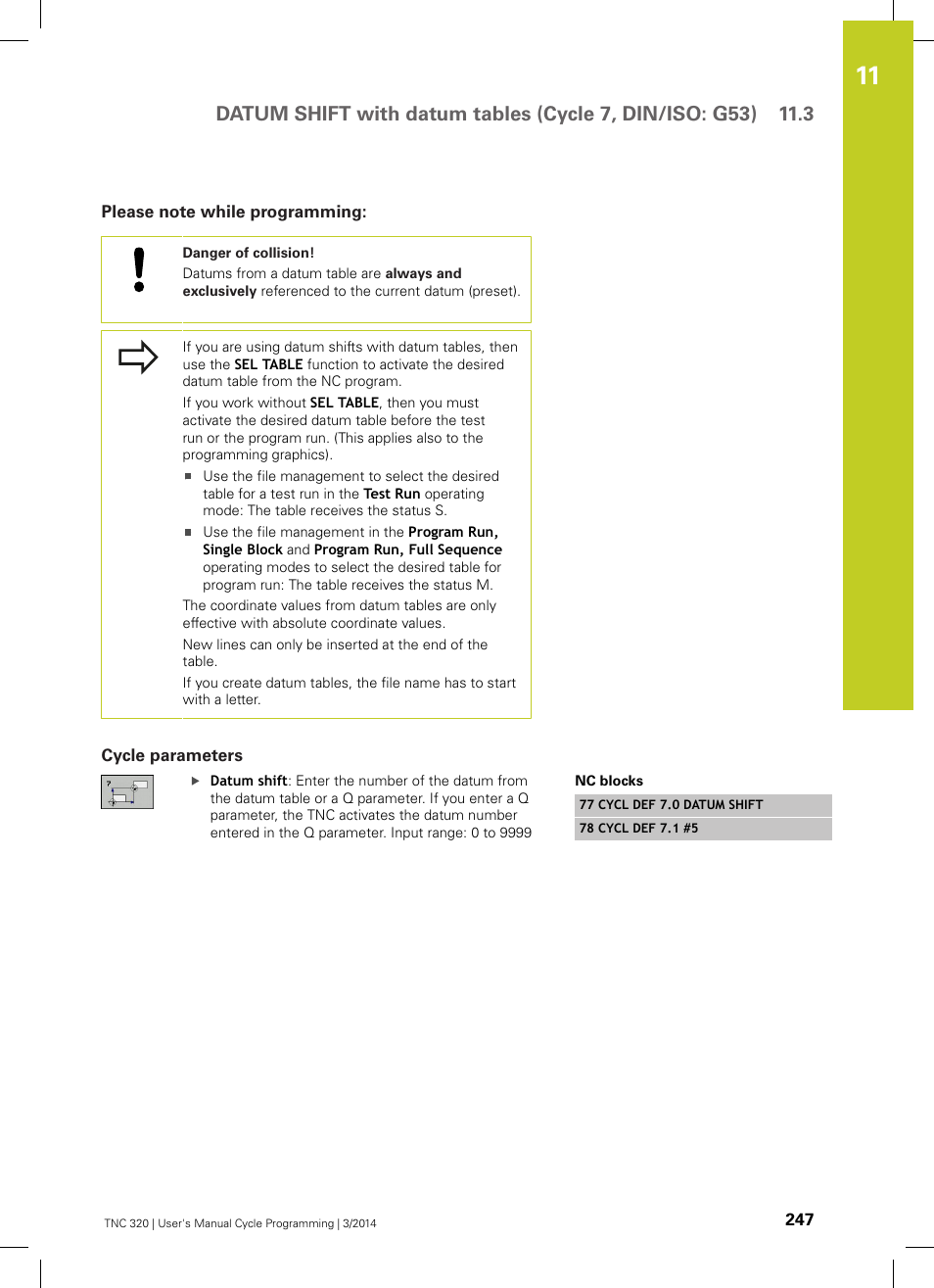 Please note while programming, Cycle parameters | HEIDENHAIN TNC 320 (77185x-01) Cycle programming User Manual | Page 247 / 445