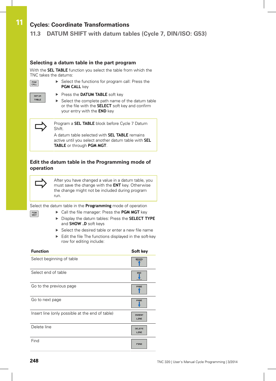 Selecting a datum table in the part program | HEIDENHAIN TNC 320 (77185x-01) Cycle programming User Manual | Page 248 / 445