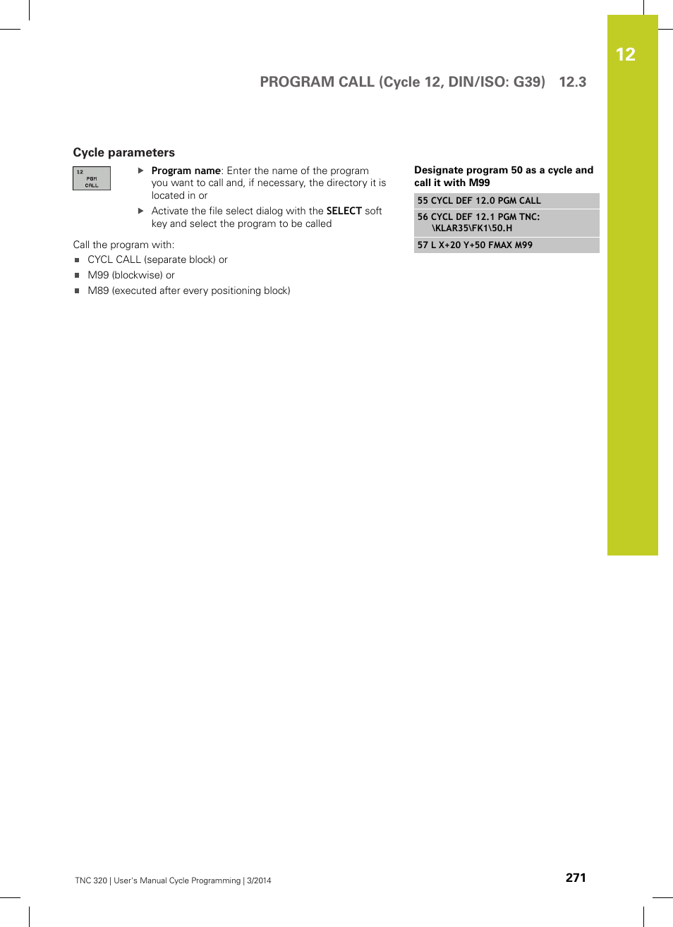 Cycle parameters | HEIDENHAIN TNC 320 (77185x-01) Cycle programming User Manual | Page 271 / 445