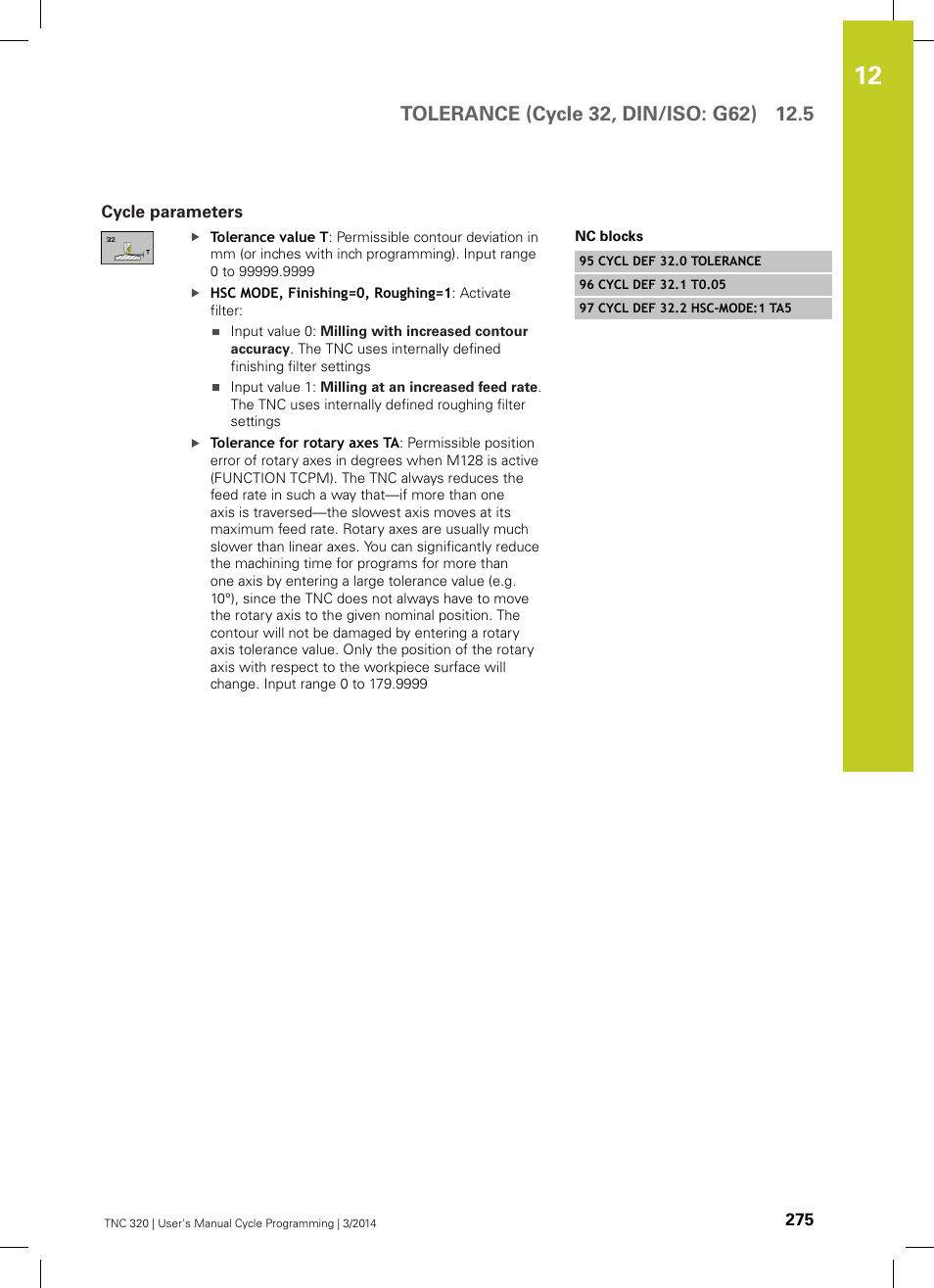 Cycle parameters | HEIDENHAIN TNC 320 (77185x-01) Cycle programming User Manual | Page 275 / 445