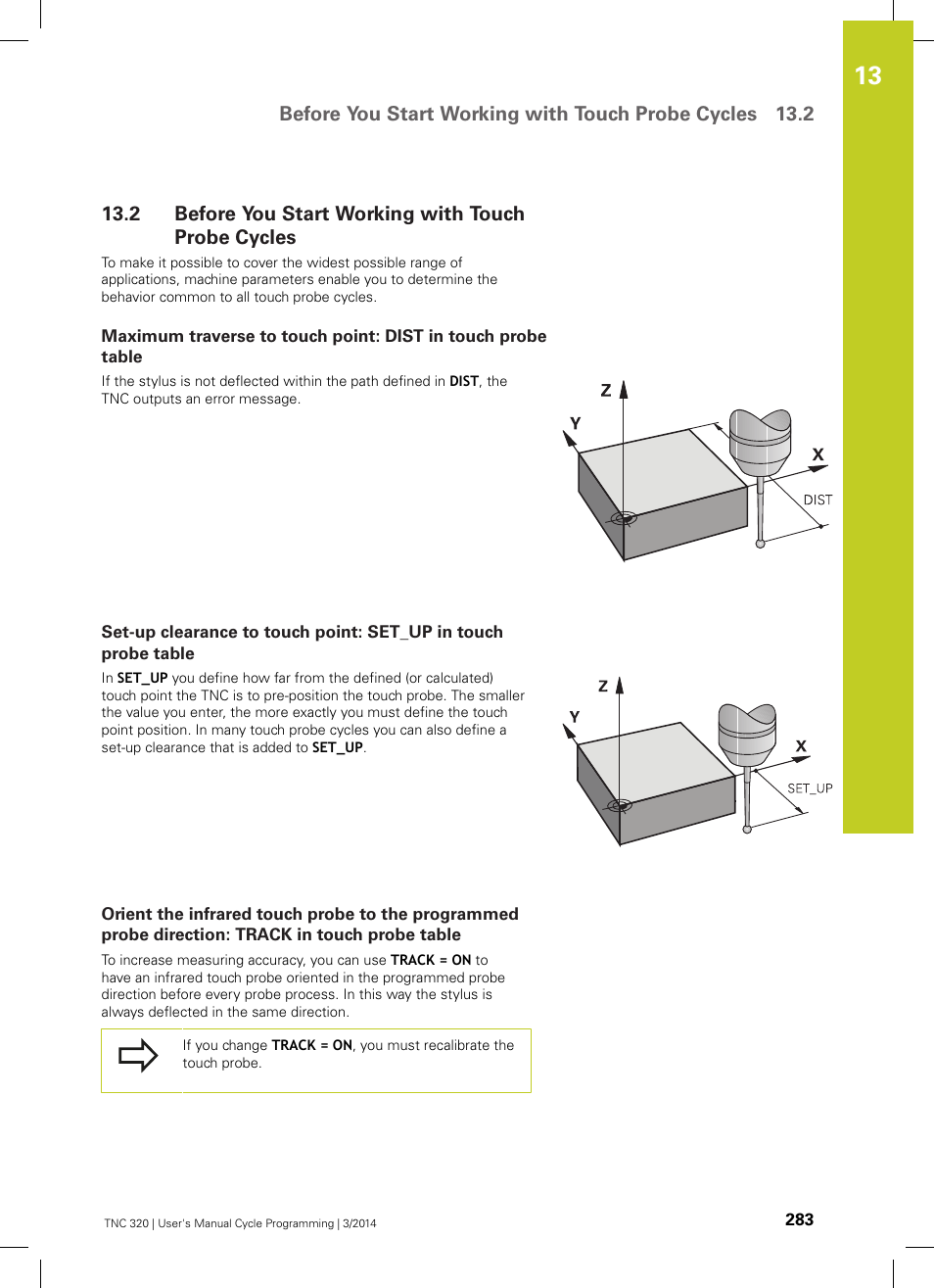 2 before you start working with touch probe cycles, Before you start working with touch probe cycles | HEIDENHAIN TNC 320 (77185x-01) Cycle programming User Manual | Page 283 / 445