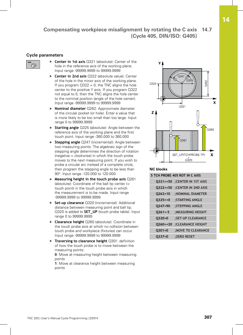 Cycle parameters | HEIDENHAIN TNC 320 (77185x-01) Cycle programming User Manual | Page 307 / 445