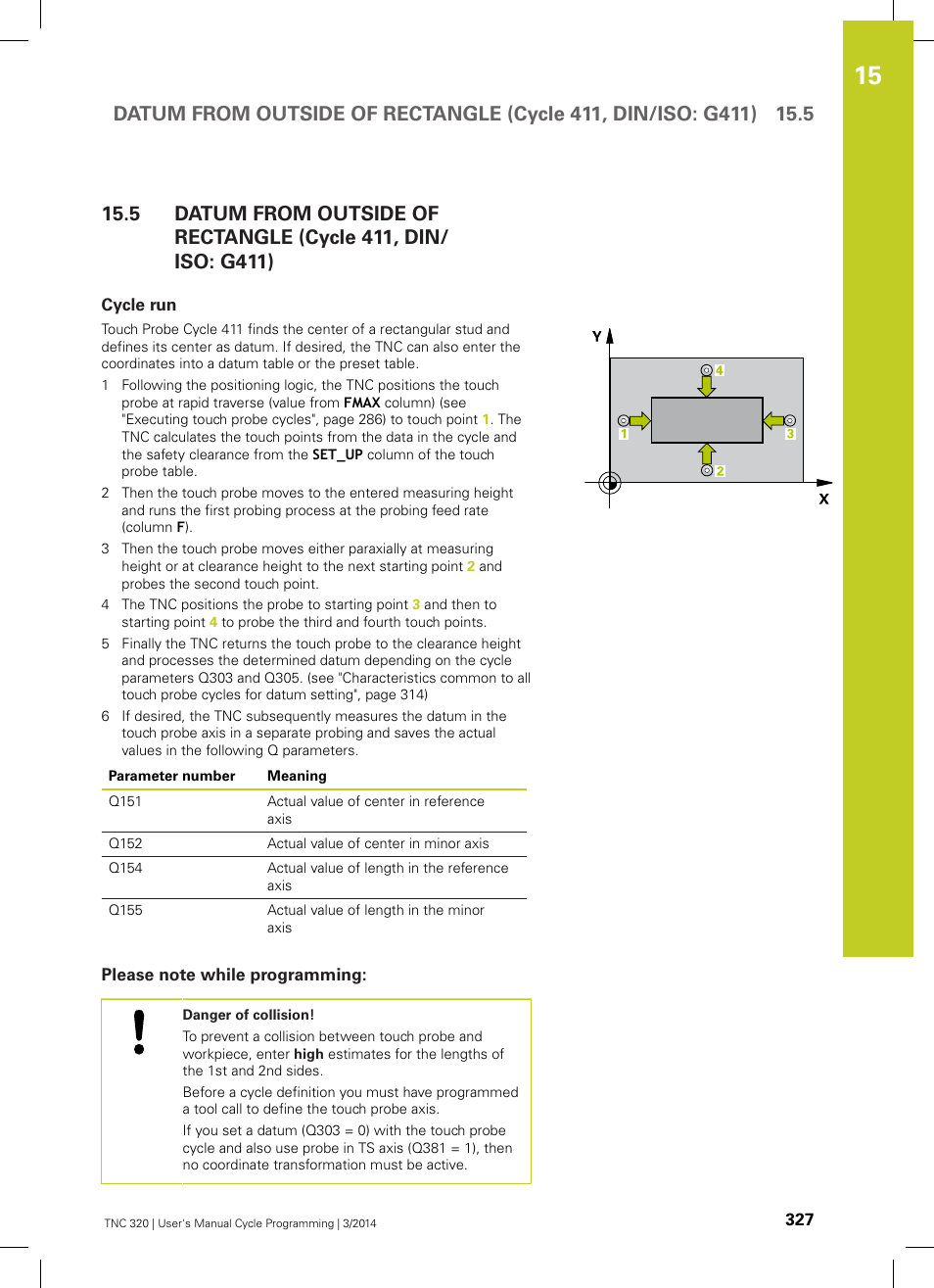 Cycle run, Please note while programming | HEIDENHAIN TNC 320 (77185x-01) Cycle programming User Manual | Page 327 / 445
