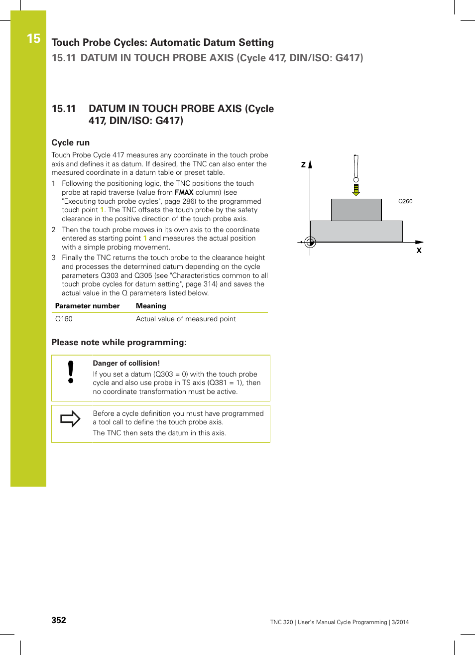 Cycle run, Please note while programming | HEIDENHAIN TNC 320 (77185x-01) Cycle programming User Manual | Page 352 / 445