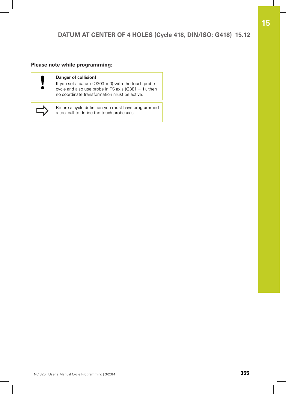 Please note while programming | HEIDENHAIN TNC 320 (77185x-01) Cycle programming User Manual | Page 355 / 445